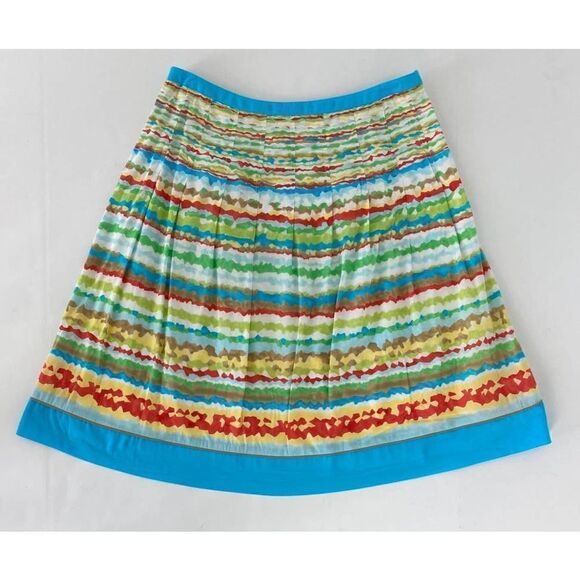 Colorful Skirt Retro Talbots Skirt Stripes Cotton Lined Skirt - Size 8 - Picture 1 of 7